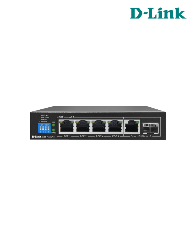 6-Port Gigabit Long Range PoE+ Surveillance Switch D-Link DGS-F1006PE